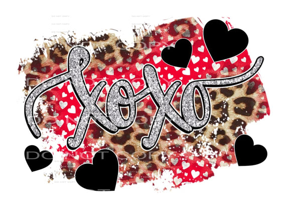 XOXO Hearts Leopard Red Background # 7756 Sublimation 