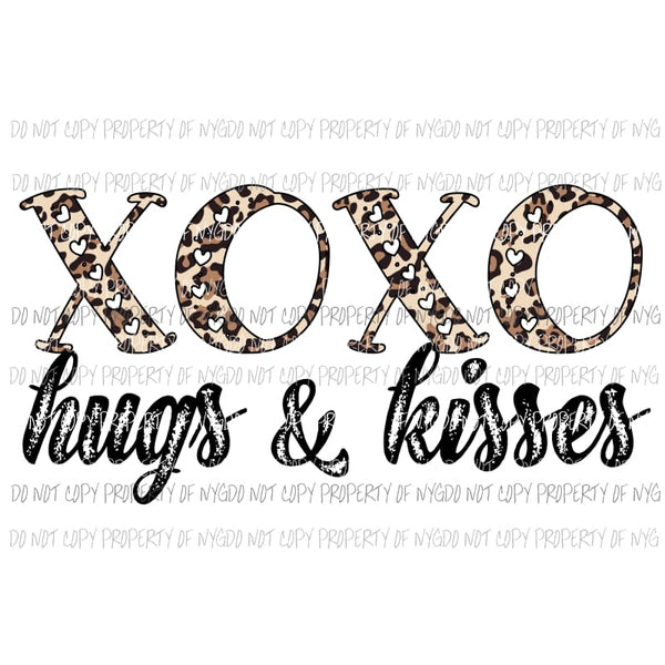 XOXO Hugs & Kisses leopard Sublimation transfers Heat Transfer