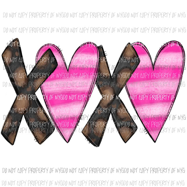 XOXO leopard pink stripes Valentines Day Sublimation transfers Heat Transfer