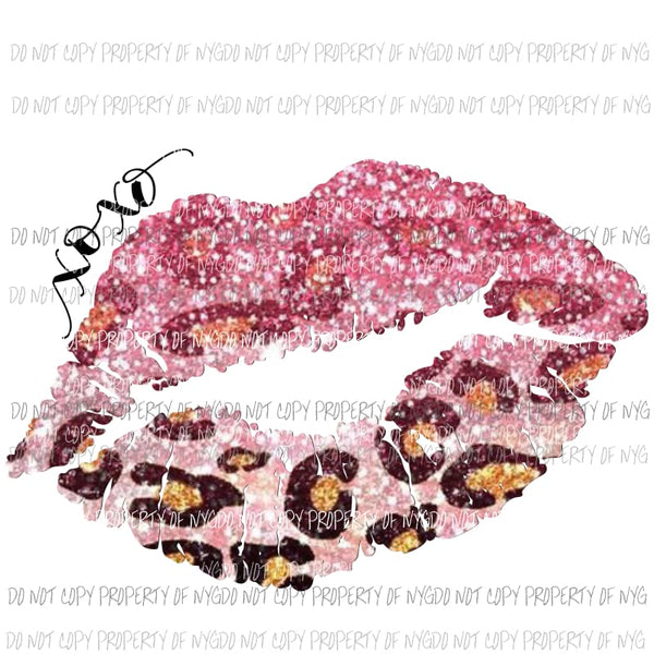 XOXO lips #3 pink leopard Sublimation transfers Heat Transfer