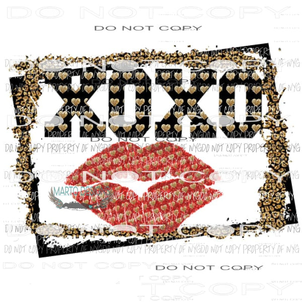 xoxo lips with frame Sublimation transfers valentines day love Heat Transfer