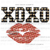 xoxo lips with gold hearts Sublimation transfers valentines day love Heat Transfer