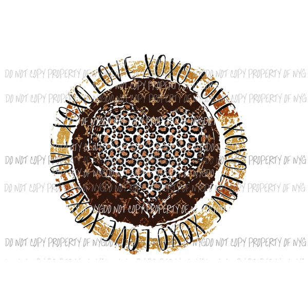 XOXO Love #1 heart brown leopard Sublimation transfers Heat Transfer