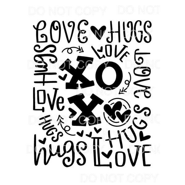 XOXO Love Hugs Typography Sublimation transfers - Heat 