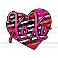 XOXO pink black striped heart Sublimation transfers Heat Transfer