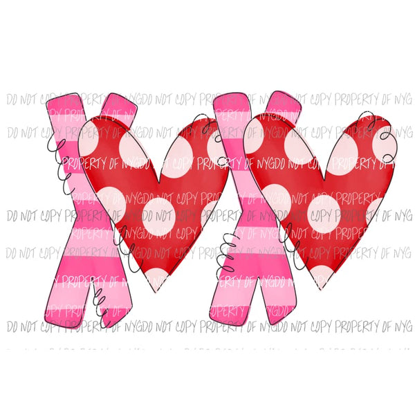 XOXO pink stripes red polka dot hearts Valentines Day Sublimation transfers Heat Transfer