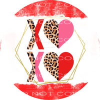 XOXO Stacked Half Leopard Gold Hexagon Circle Valentines Day