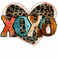 XOXO Wood Cowhide Leopard Heart Sublimation transfers - Heat