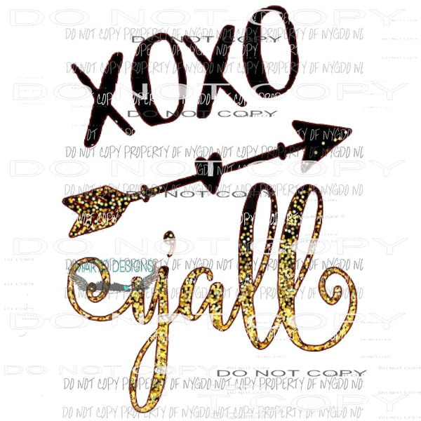 XOXO yall gold and black Sublimation transfers valentines day love Heat Transfer