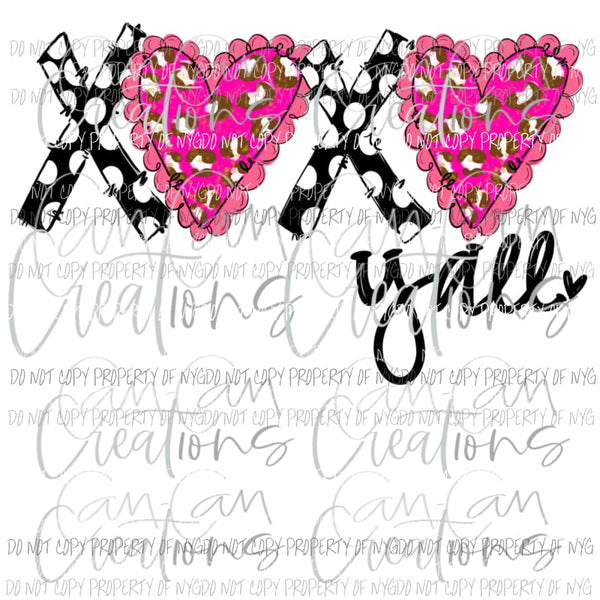 XOXO Yall pink hearts Sublimation transfers Heat Transfer