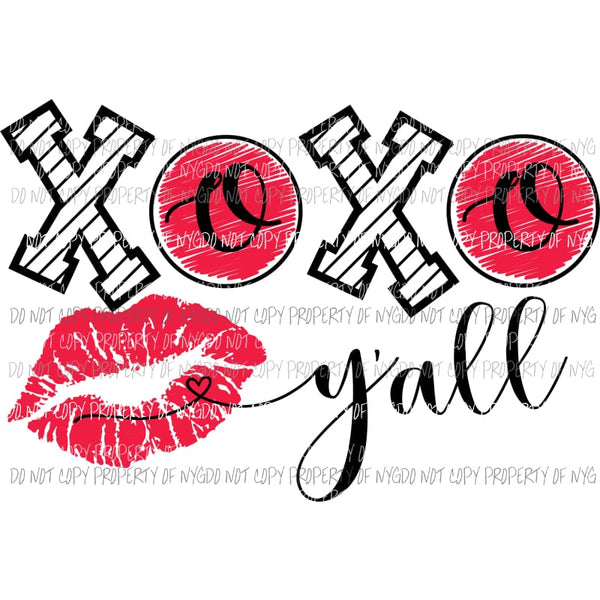 XOXO Yall red lips Valentines Sublimation transfers Heat Transfer