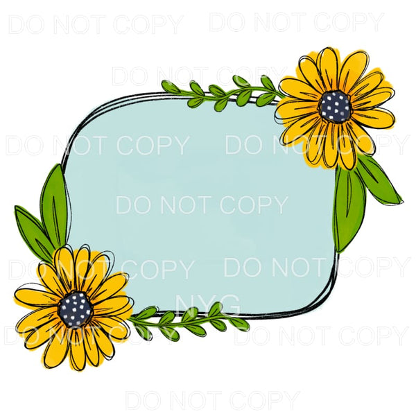 Yellow Daisy Frame Blue Background Sublimation transfers - 