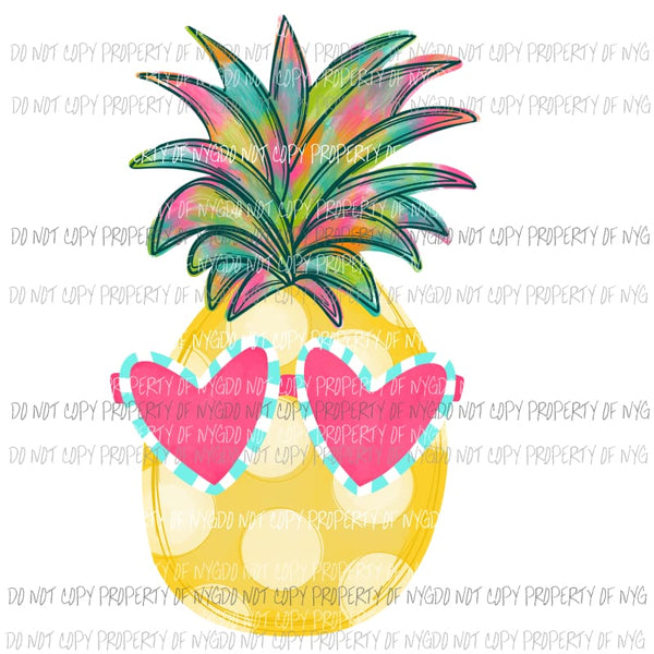 Yellow Pineapple Pink Glasses Sublimation transfers Heat Transfer