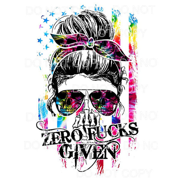 Zero Fucks Given Flag Messy Bun # 346 Sublimation transfers 